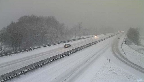 Snow on a German Autobahn